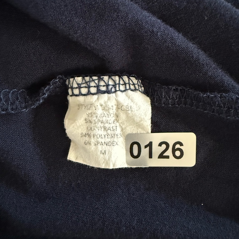 Loveappella Women’s Navy Blue/Pink Peach/White 3/4 Sleeve Shirt Size M - Picture 8 of 8